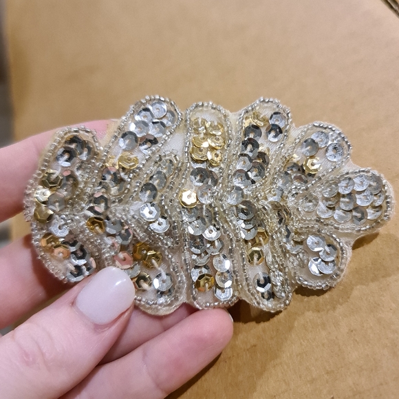 Accessories - Large Gold Silver Beaded Jewel Sequin Hair Accessories Clip Material Fabric